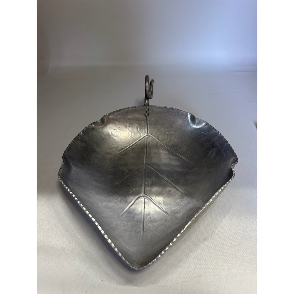 Vintage B.W. Buenilum Hammered Aluminum Leaf Tray with Spiral Handle